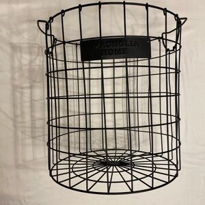 Magnolia Home Black Basket 13” H , 12” OD, Towel ,  Kitchen Craft Organization